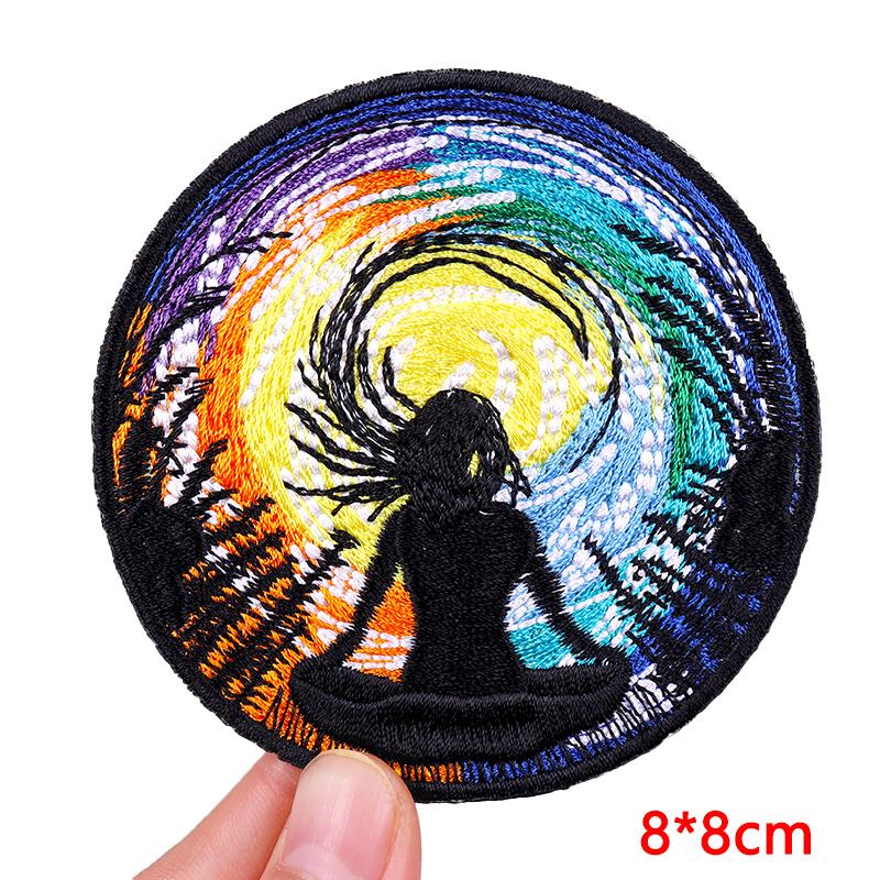 Regnbåge/BokstavsPatch Planet/UFO BroderiPatch Stryk på Patchar För Kläder Tecknad Broderad Patch På Kläder Strykning DIY