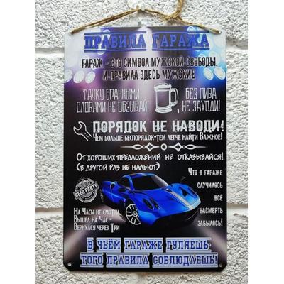 Metalowy Plakat Zasady Garażu, Prezent Urodzinowy dla Faceta 20x30cm