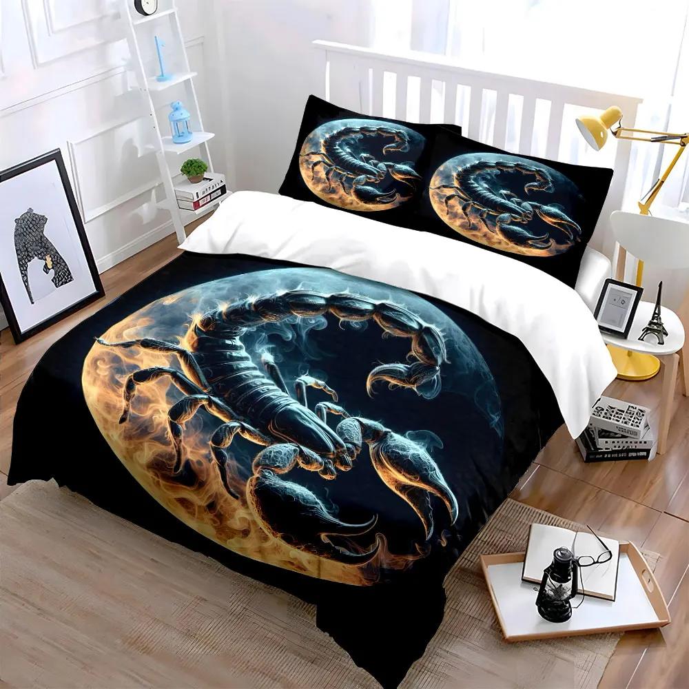 "Scorpion Design Three-Piece Set" Multiple sizes kid's and adults' bedroom Exquisite 3PC bedding set, gift