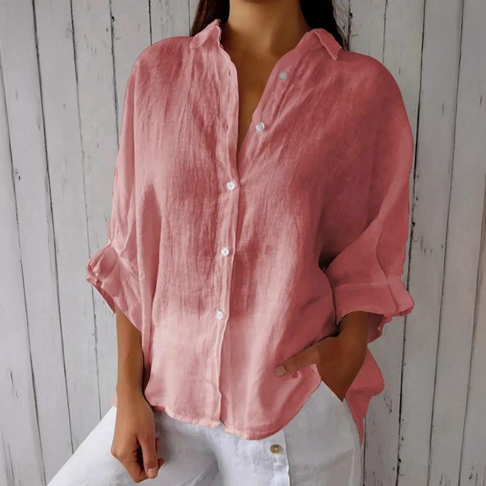 Women's Back-Tie Blouse Long Sleeve Button Shirt Open-Back Shirt
