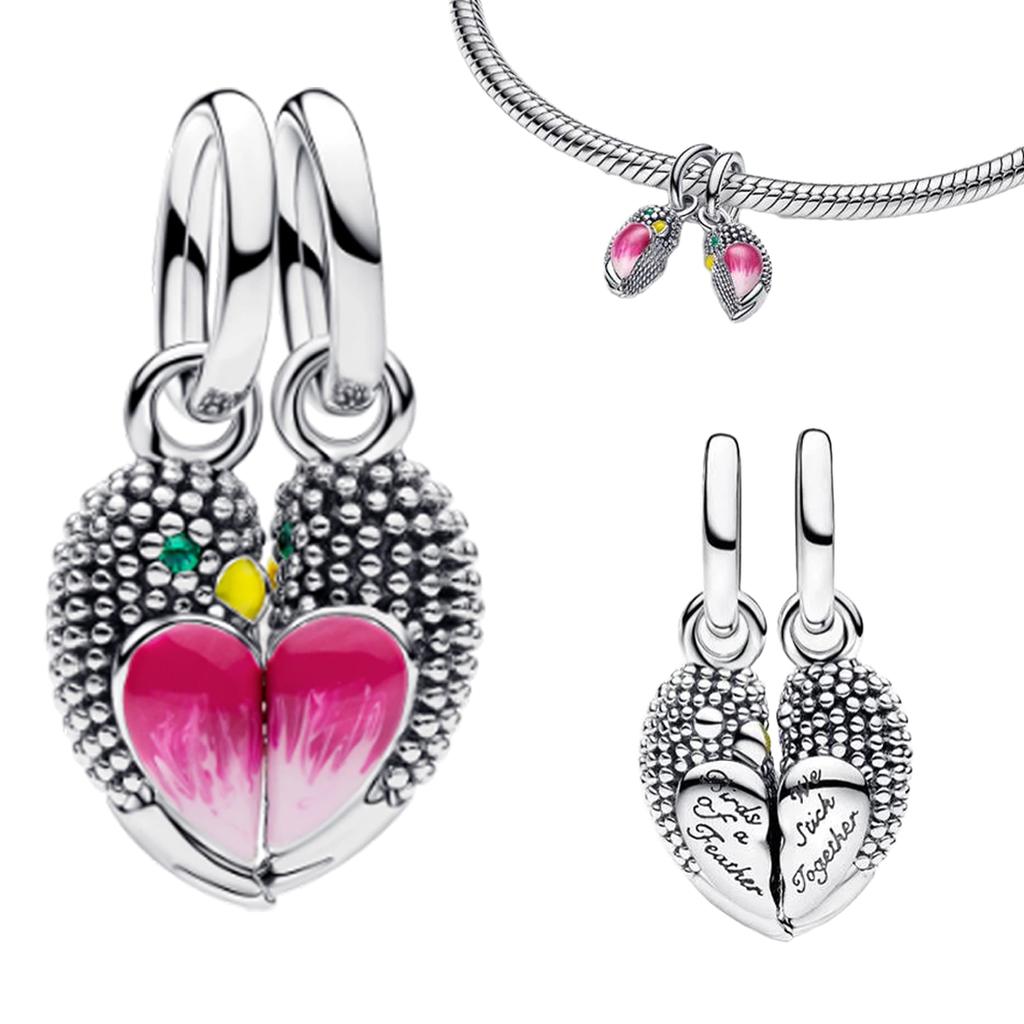 New Original 925 Silver Charms Butterfly Flower Heart Fish Beads Pendant Bracelets Necklaces Womens DIY Jewelry Gift