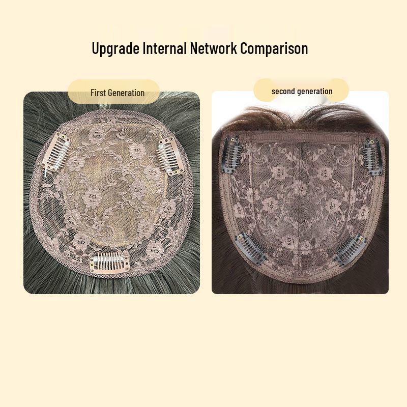 Damski czarny długi prosty dopinany włos: Zwiększa objętość włosów, kryje siwe włosy i zapewnia pełne pokrycie głowy.