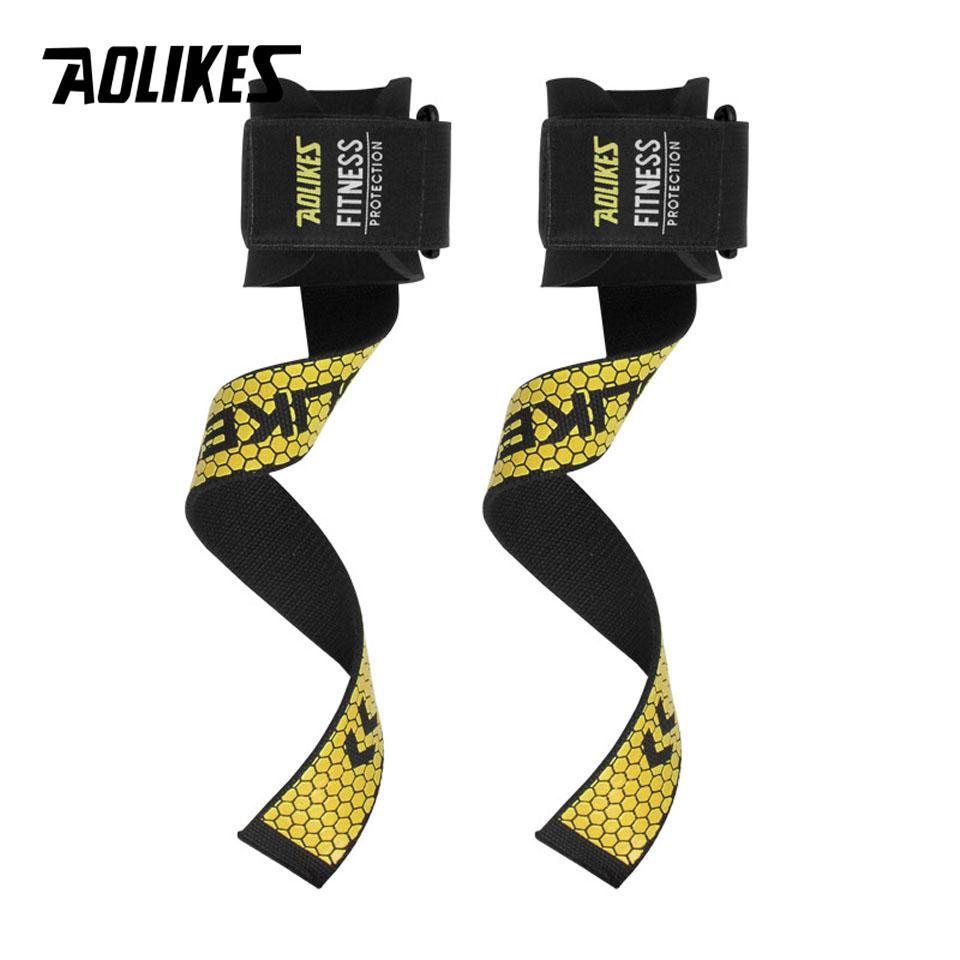 Aolikes 1 Pair Weight Lifting Wrist Straps Fitness Bodybuilding Training Gym Crossfit Lifting Straps With Non Slip Flex Gel Grip