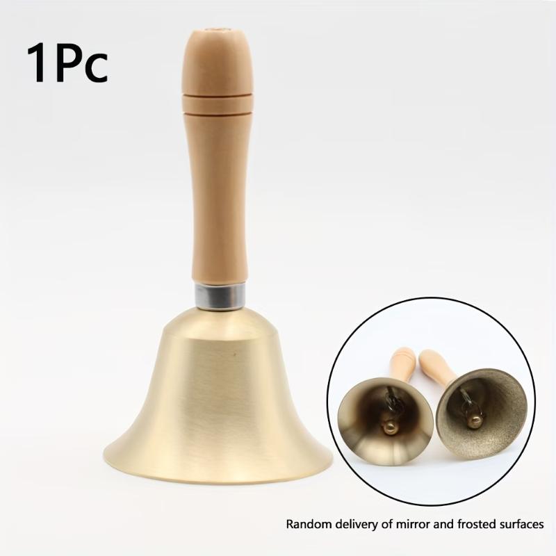 Ultra-Loud Solid Brass Hand Bell with Wooden Handle for Home Weddings Animal Training Office Dinner Meditation