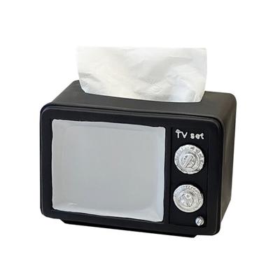 Television Shape  Decorative Tissue Dispenser Storage Box   Resin Construction For Household Office Use