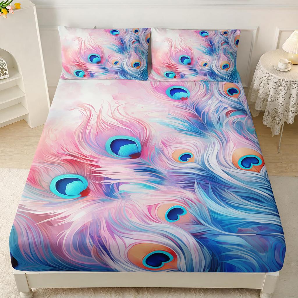 Cute Cartoon Salamander Pattern Bed Hat Three-Piece Digital Printing Bedding Set Adult Children