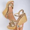 Fashion Thick Bottom Gold Wedge Sandals for Women Summer 2025 Ankle Strap Chunky Platform Sandalias Mujer Bowtie Decor High Heel Sandals