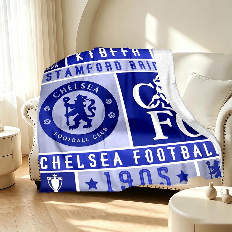 Chelsea F.C Pattern Blanket for Home Decoration, Bed, Sofa, Car Travel, Camping, Suitable for All Seasons, Birthday Christmas Gift