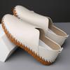 Men’s Moccasins Driving Shoes Black White Summer Casual Slip on Shoes Plus Size Leather Shoes Over Sized