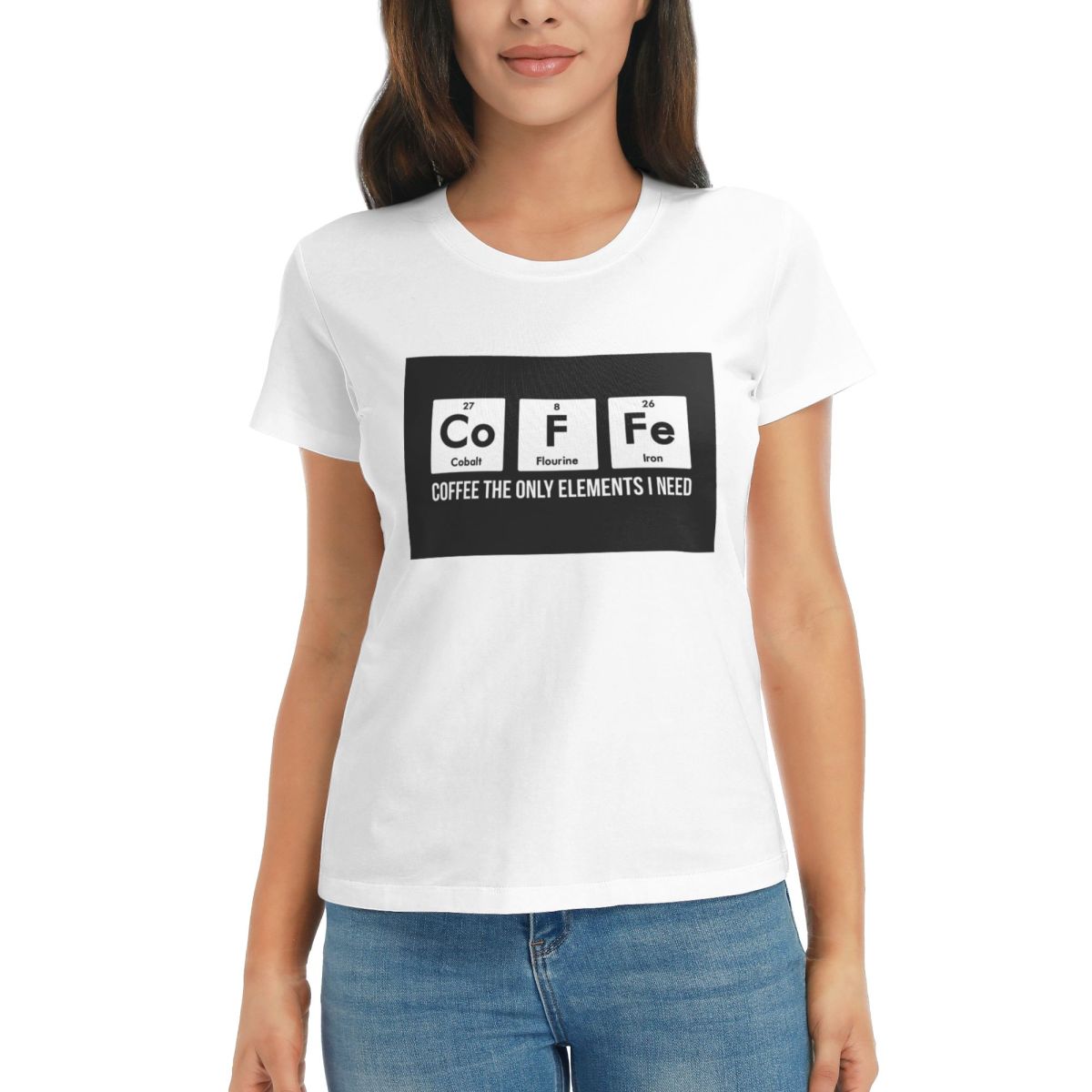 

Women TShirt Chemistry Periodic Table Summer Short Sleeve Tees ONeck Cotton T Shirts Clothes Tops Streetwear S