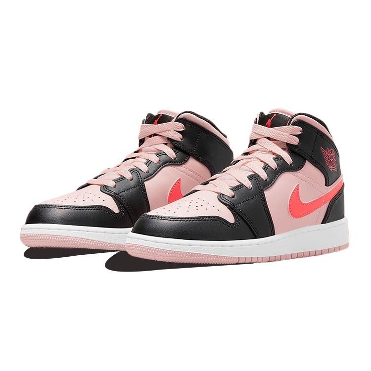 (GS) Air Jordan 1 Mid 'Black Pink Crimson' Kids' 554725-604