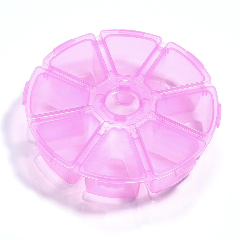 Scatola Portaoggetti Rotonda a 8 Scomparti in Plastica Trasparente per Gioielli, Oggetti Vari, Espositore per Orecchini, Perline Sfuse, Accessori