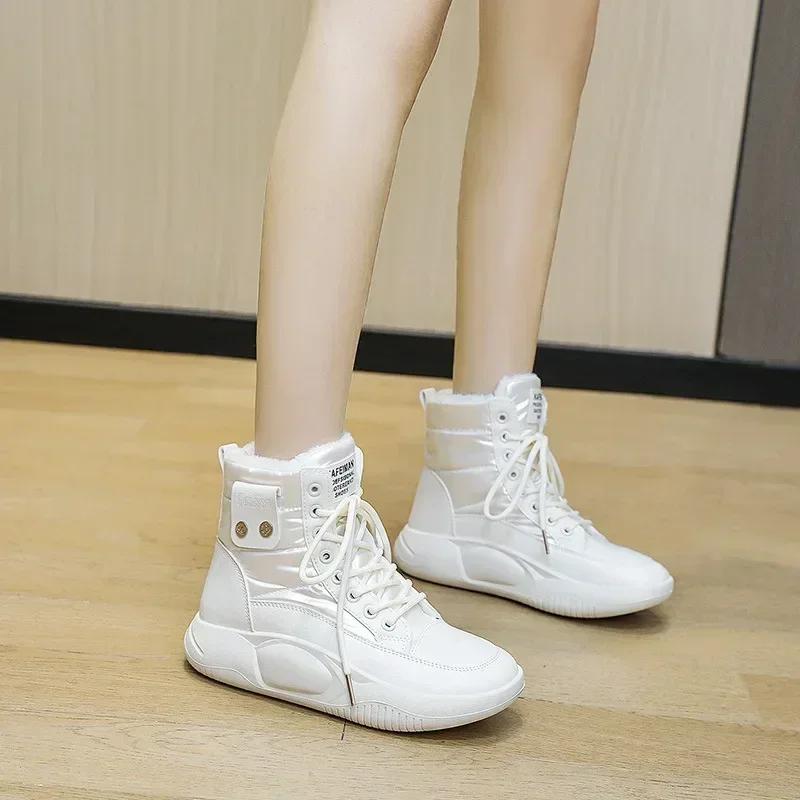Fashion High Platform New In Female Shoes Chunky Spring Autumn Winter Footwear Ladies Snow Boots on Slip Boot Plus Warm Gyaru 2024 Goth