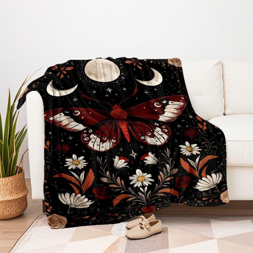 "Night Sky Butterfly Wall Art Print"Blanket Flannel Throw Blanket for Sofa, Bed, Travel, Camping, Office, Couch, Chair, And Bed Gift for Chr