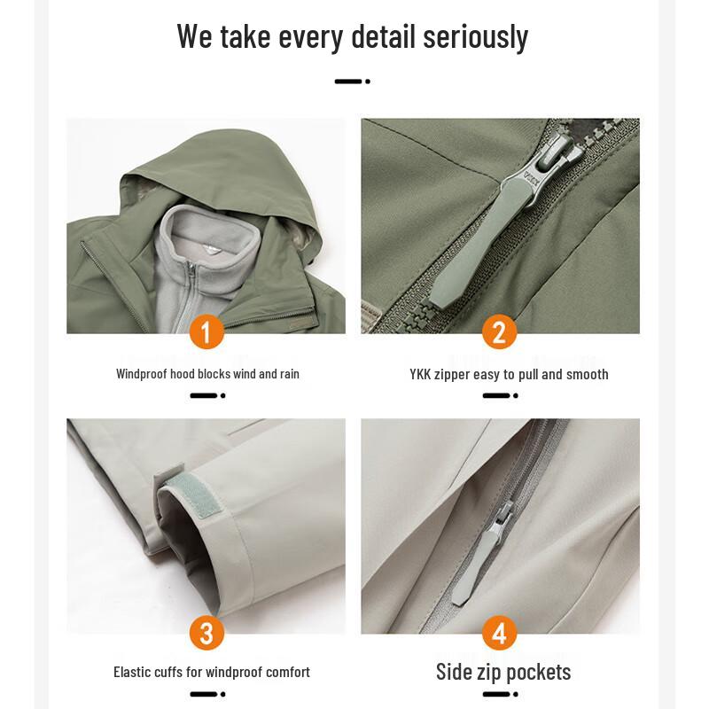 ROMON Men's 3-in-1 Windproof Hiking Jacket