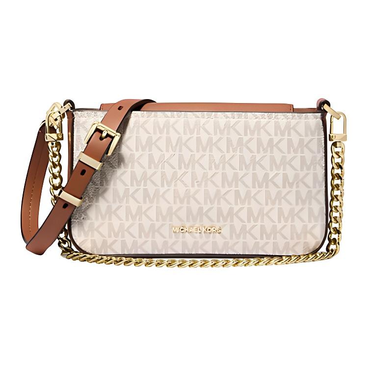 Michael Kors MK Bryant Logo Snap Closure Coated Canvas Crossbody Shoulder Bag Small Women bags Light-Khaki 32S5GYTU0B-150