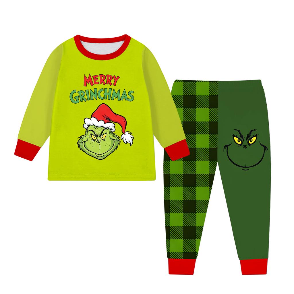 Kids' Casual Printed Long-Sleeve Neck Pullover Top and Pants Set
