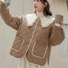 Women's Winter Retro Literary Academy Style Cotton Padded Jacket Thickened Warm Short Doll Collar Cotton Coat