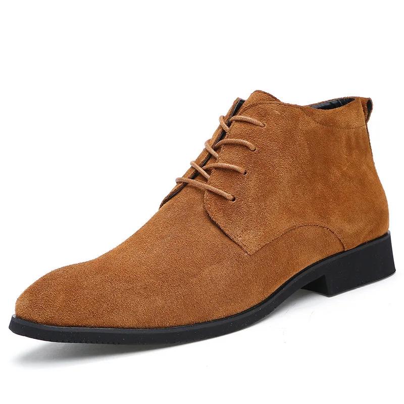 Genuine Leather Men's Boots   British Style Men Leather Shoes Comfortable Wear-resistant Male Casual Boots Botas Para Hombre