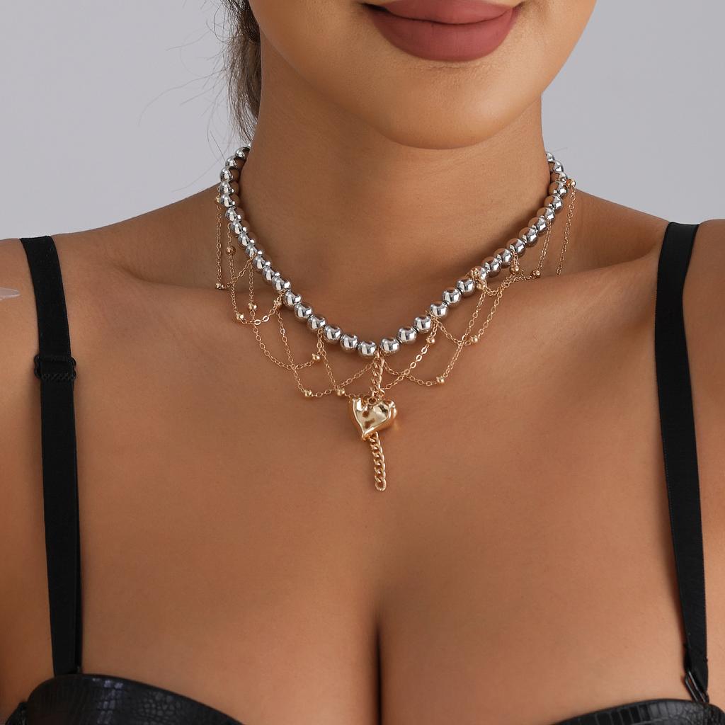 Light Luxury High Sense Ins Cold Wind Love Fringed Beaded Necklace Set Y1k Collarbone Chain