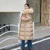 Womens Long Down Coat Over Knee Slim Fit Hooded With Real Fox Fur Collar Thick Warm White Duck