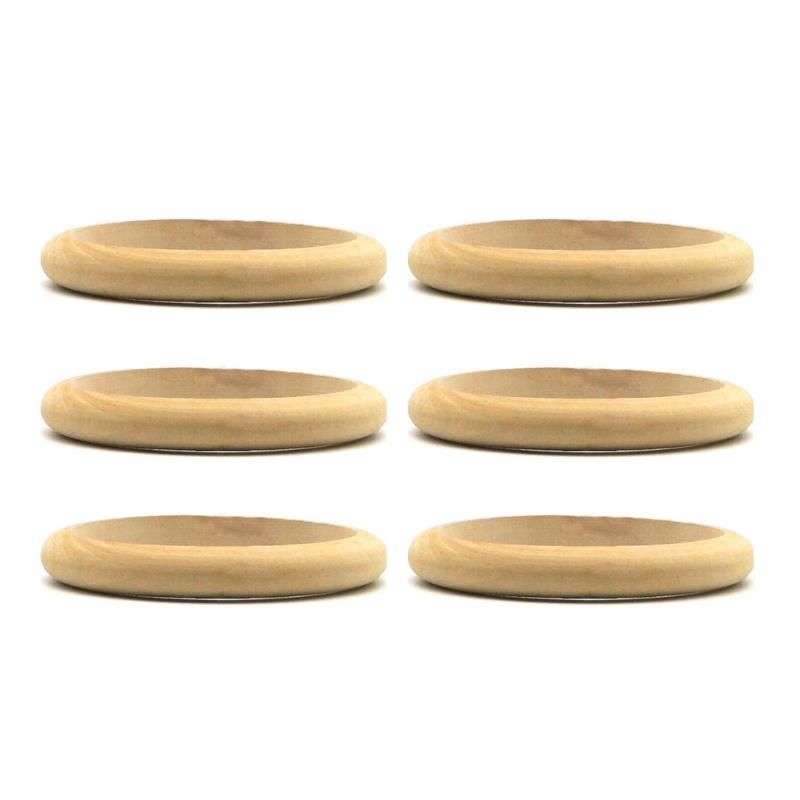 6Pcs Unfinished Blank Wood Bangle Bracelets Natural Round Wood Ring Wooden Circle for DIY Painting Craft Jewelry Making