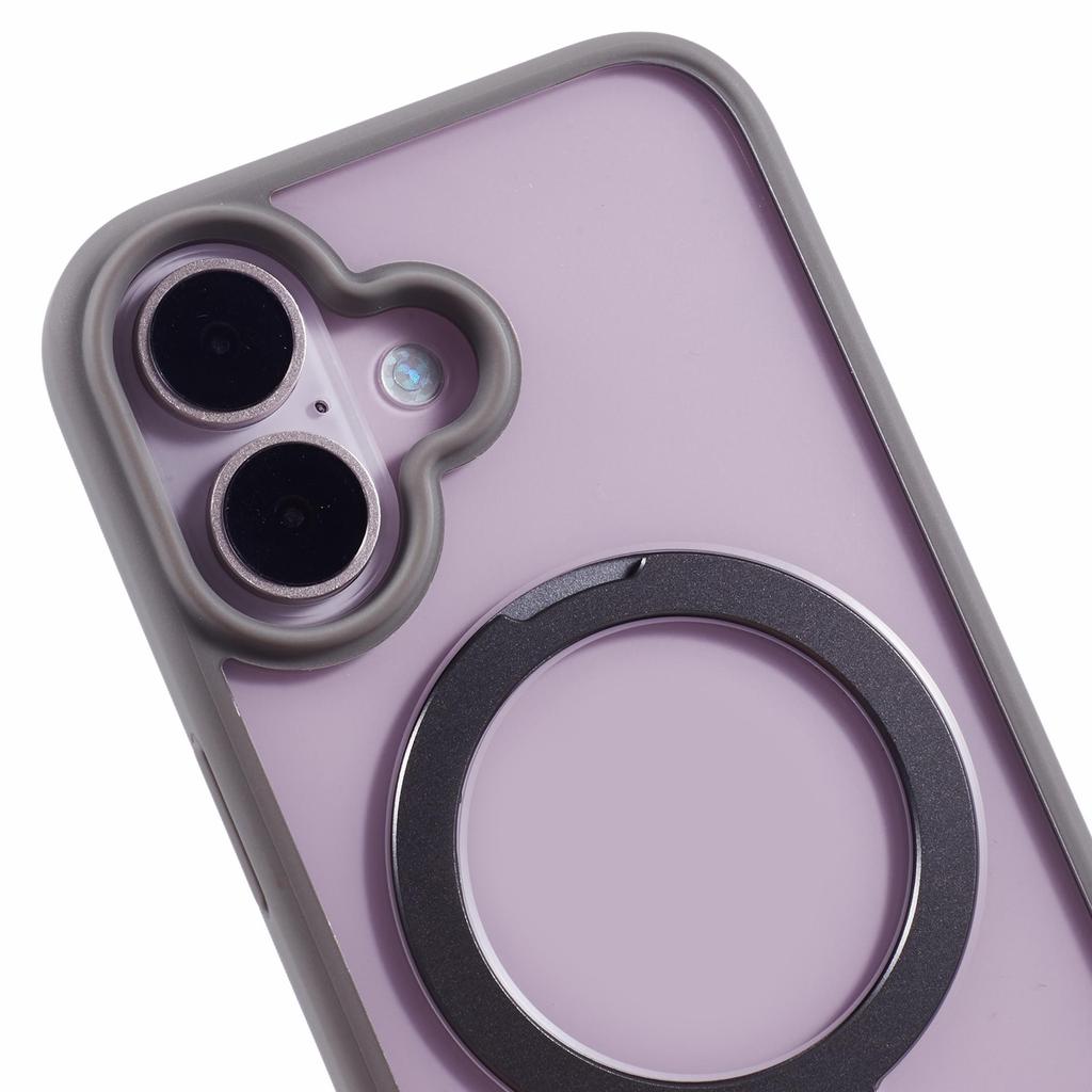 For iPhone 16 Plus Case Magnetic Kickstand PC+TPU Clear Back Phone Cover