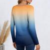 Ladies' Gradient Printed Casual Fashion Long Sleeved Pullover Top