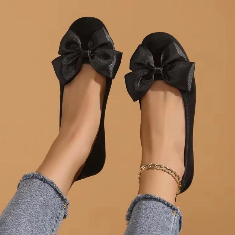 Fashion Women's Flats Outdoor Daily Flats 2025 Hot Sale Shoes Female Basic Women Bow Tie Round Toe Slip On Soft Bottom Ladies Shoes