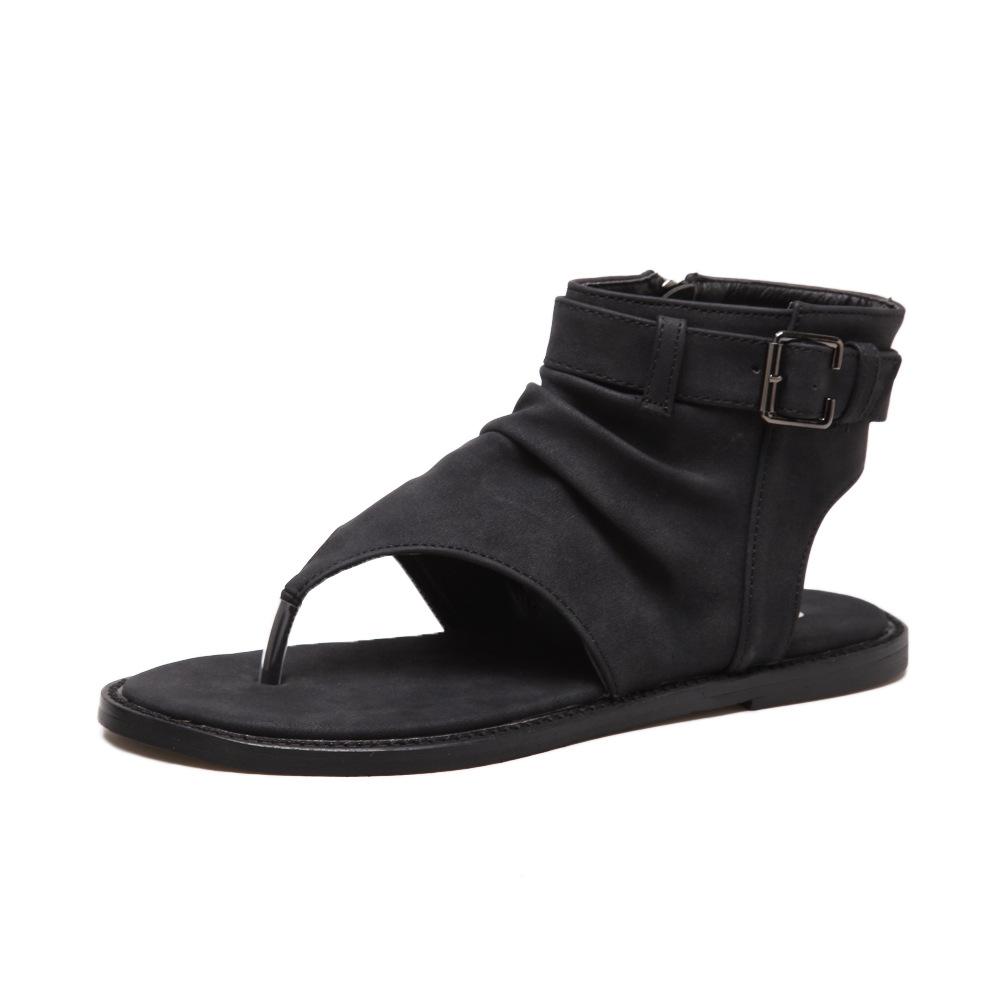 

Мода Мода Женские Сандалии для Вечеринки с Ремешком на Пряжке Плоские Новые Летние Римские Туфли 41 чёрный