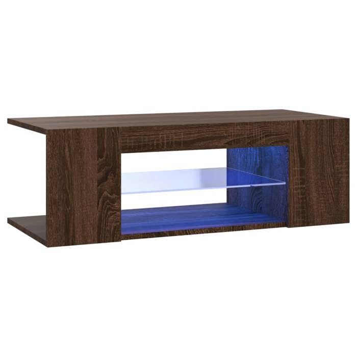 VidaXL Meuble TV avec lumières LED Chêne marron 90x39x30 cm, support tv, armoire média, armoire hifi, unité tv, unité média, 822667