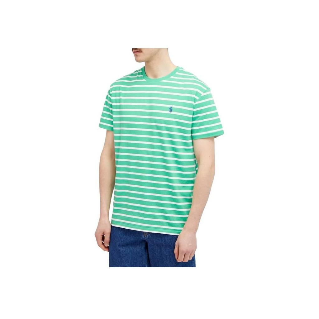 Polo Ralph Lauren Striped Embroidered Pattern Crew Neck Short Sleeve T-Shirt Men T-Shirts Green 710934662-005