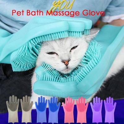 Pet Grooming Massage Gloves Dog Cat Bathing Shampoo Glove Scrubber Magic Sponge Silicon Hair Removal Glove.