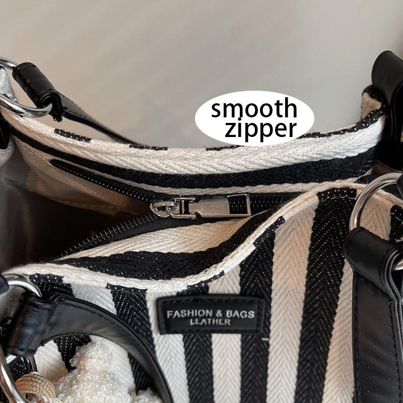 Summer Tote Bags for Woman 2025 Stripe Designer Shoulder Shopper Storage Bag Women Casual Canvas Handbag