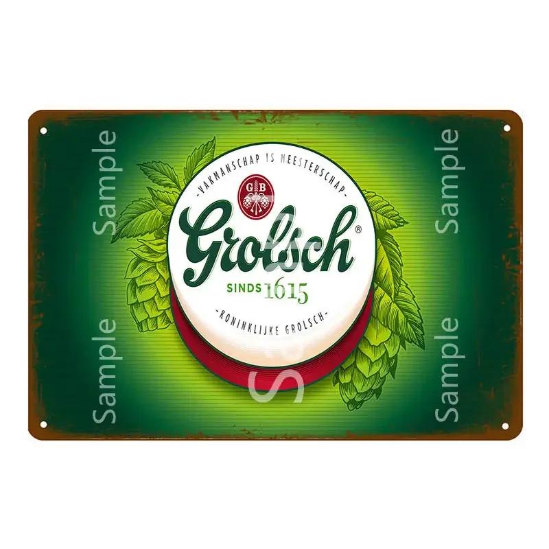 Grolsch Lager Beer Metal Poster Tin Signs Wall Art Painting Decorative Plaque Bar Pub Club Home Decor Art Crafts YK052