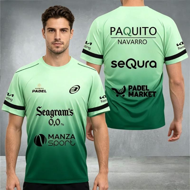 Maglia Sportiva Professionale da Padel da Uomo a Manica Corta Traspirante Asciugatura Rapida Top da Allenamento Partita Divisa di Squadra Stampata