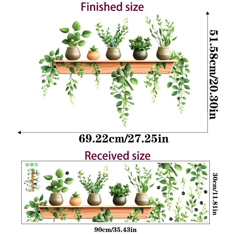 3D Green Plants Wall Stickers Potted Hanging Baskets Vinyl Mural Art Decals for Kitchen Study Living Room Decoration