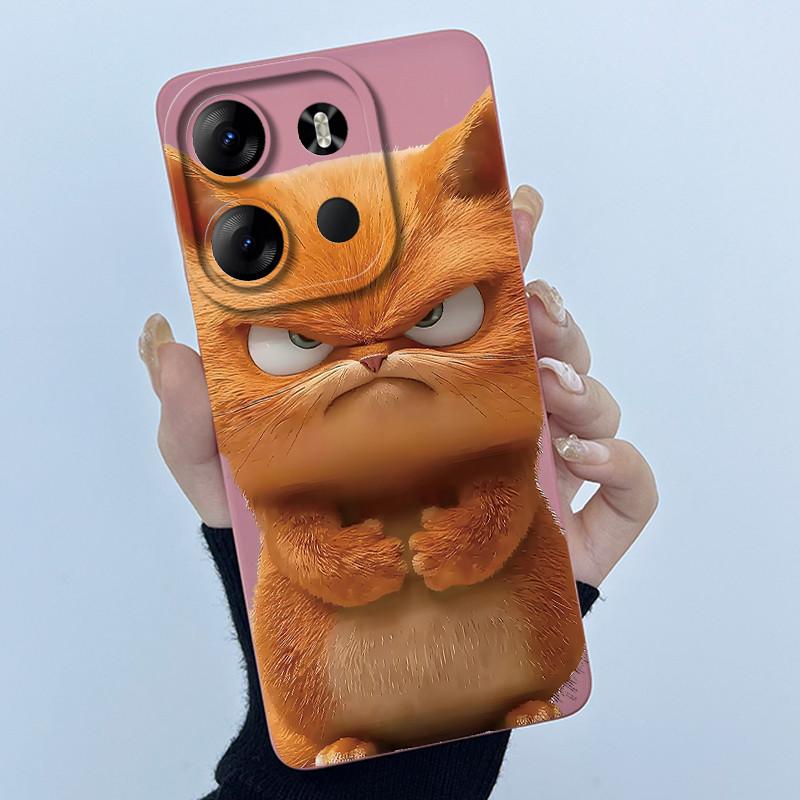 For Tecno Spark Go 2023 Pop 7 Pro BF7 Infinix Smart 7 Plus Smart7 HD Case Lovely Cartoon Cat Liquid Silicone Soft TPU Back Cover