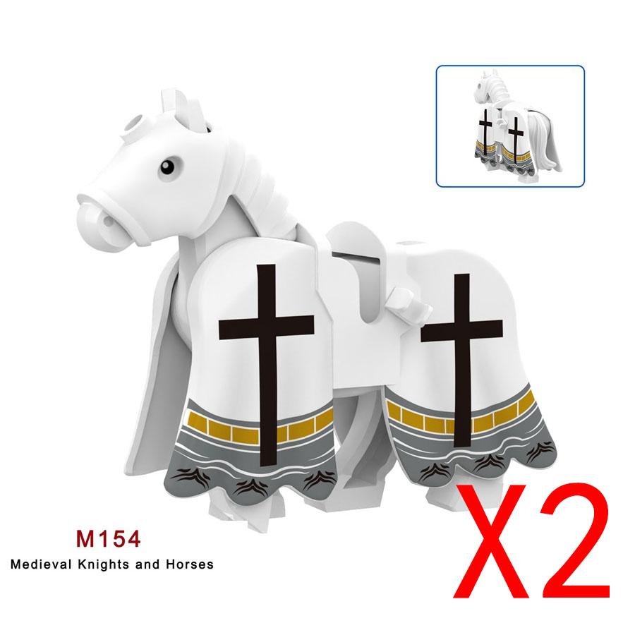 Vojenské stavebnice Kompatibilní figurky vojáků Středověcí rytíři Zbraně Plášť Ramenní brnění Válečný kůň Vlajky Dárky Hračky