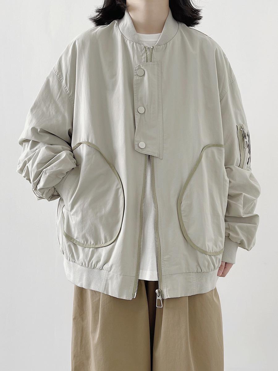 

Мужская куртка-бомбер в стиле ретро, однотонная, в японском стиле, с большими карманами, осень 2022 XXL