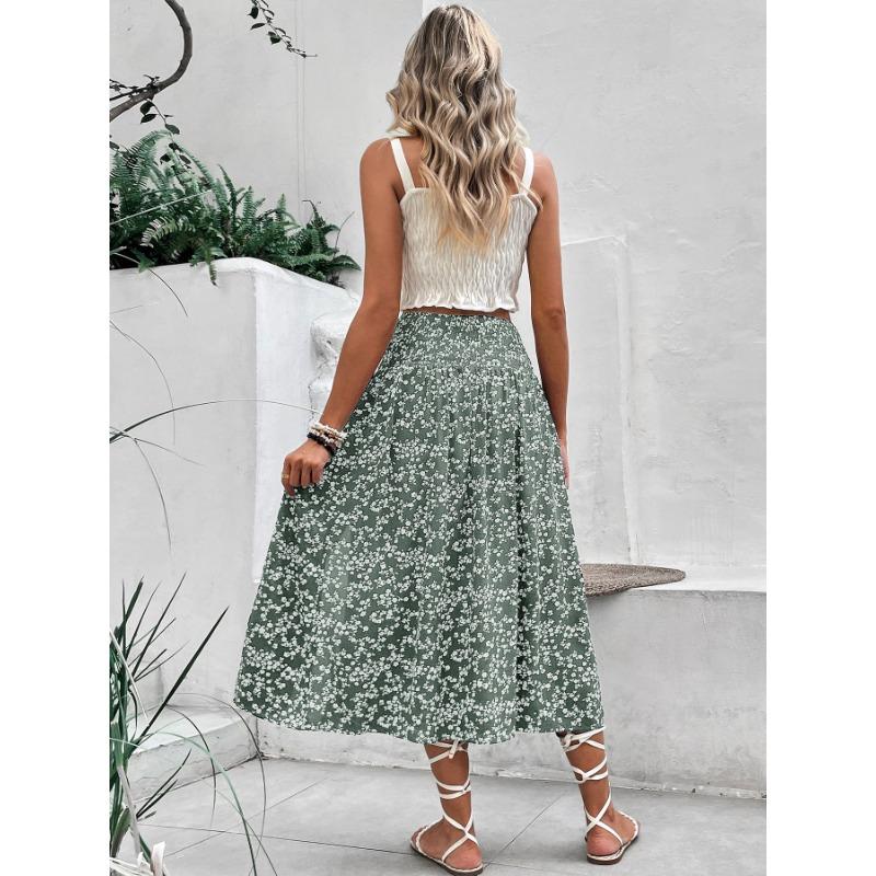 Dámské ležérní letní jarní sukně s květinovým vzorem