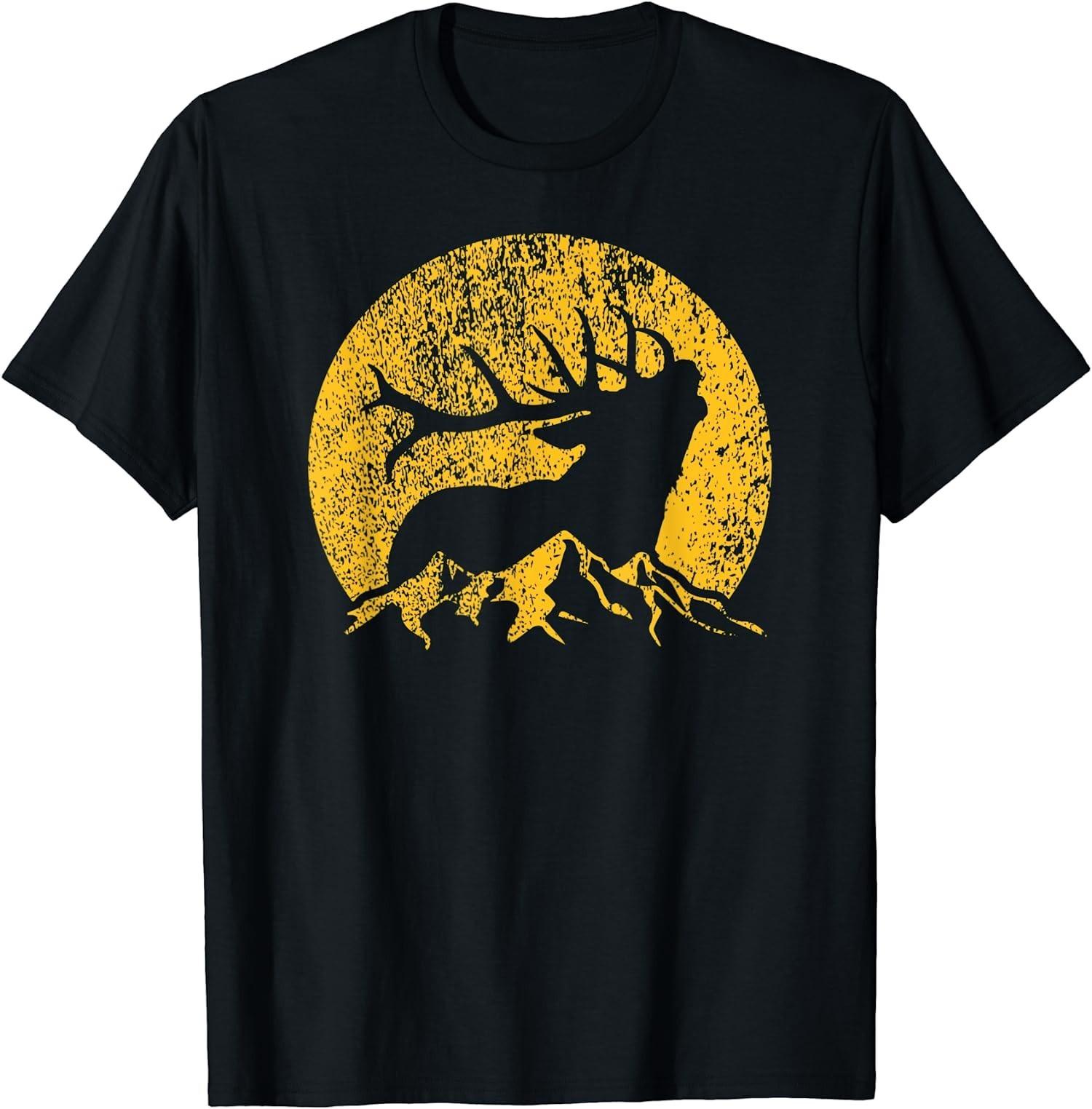 BEST! American Elk Hunter Dad Vintage Retro Bow Hunting Gift Tee S-3XL XXXXL