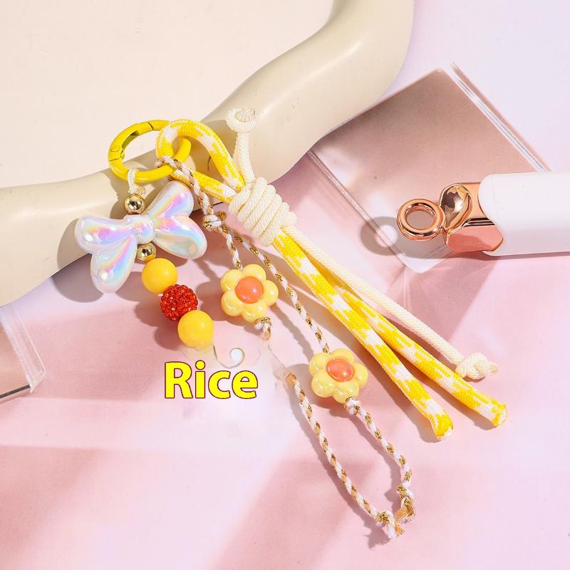 Y2K Trendy Creative Beaded Keychain Personalized Versatile Keyring Phone Lanyard For Girls Bag Pendant Key Hanging Decoration