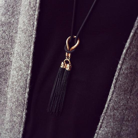 Women Fashion Tassel Pendant All Match Long Chain Sweater Necklace Jewelry Gift