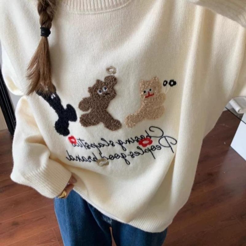 Pullover sweater women's autumn and winter new loose sweet soft waxy college style knitted sweater versatile top