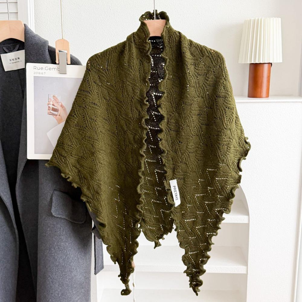 Solid Color Women Scarf Wool Blend Wool Bandana Fashion Triangle Scarf Autumn Winter