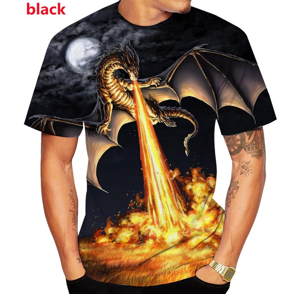Men's New 3D Printed Dragon T-shirt Men's and Women's T-shirt Casual Animal Plus Size T-shirt Top