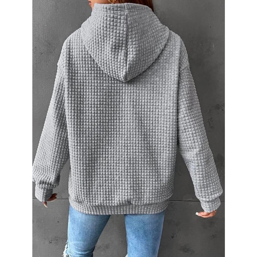 Rundhalsausschnitt, mit Kapuze, langärmlig, Kapuzenpullover, einfarbig, Oberteil, Damen
