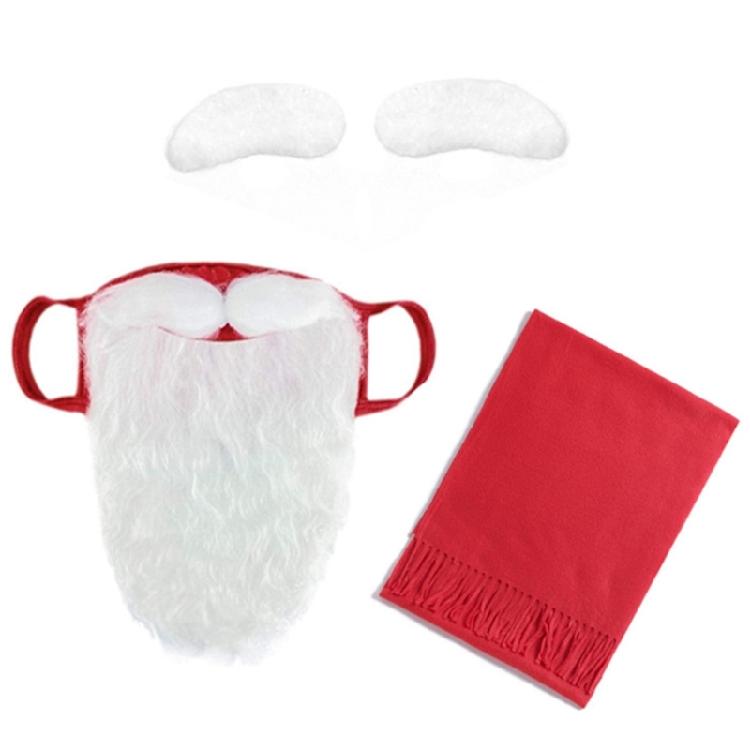 

Santa Costume Accessories Christmas Cowman Hat Scarf Self Adhesive Eyebrows, Santa Mask with Long Beards for Women Mne