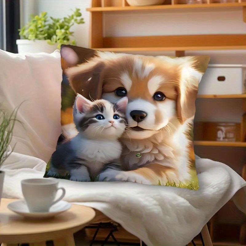 Dog Cat Pillowcase For Sofa, Bedroom, Living Room, Office, Car, Bed And Chair Decor